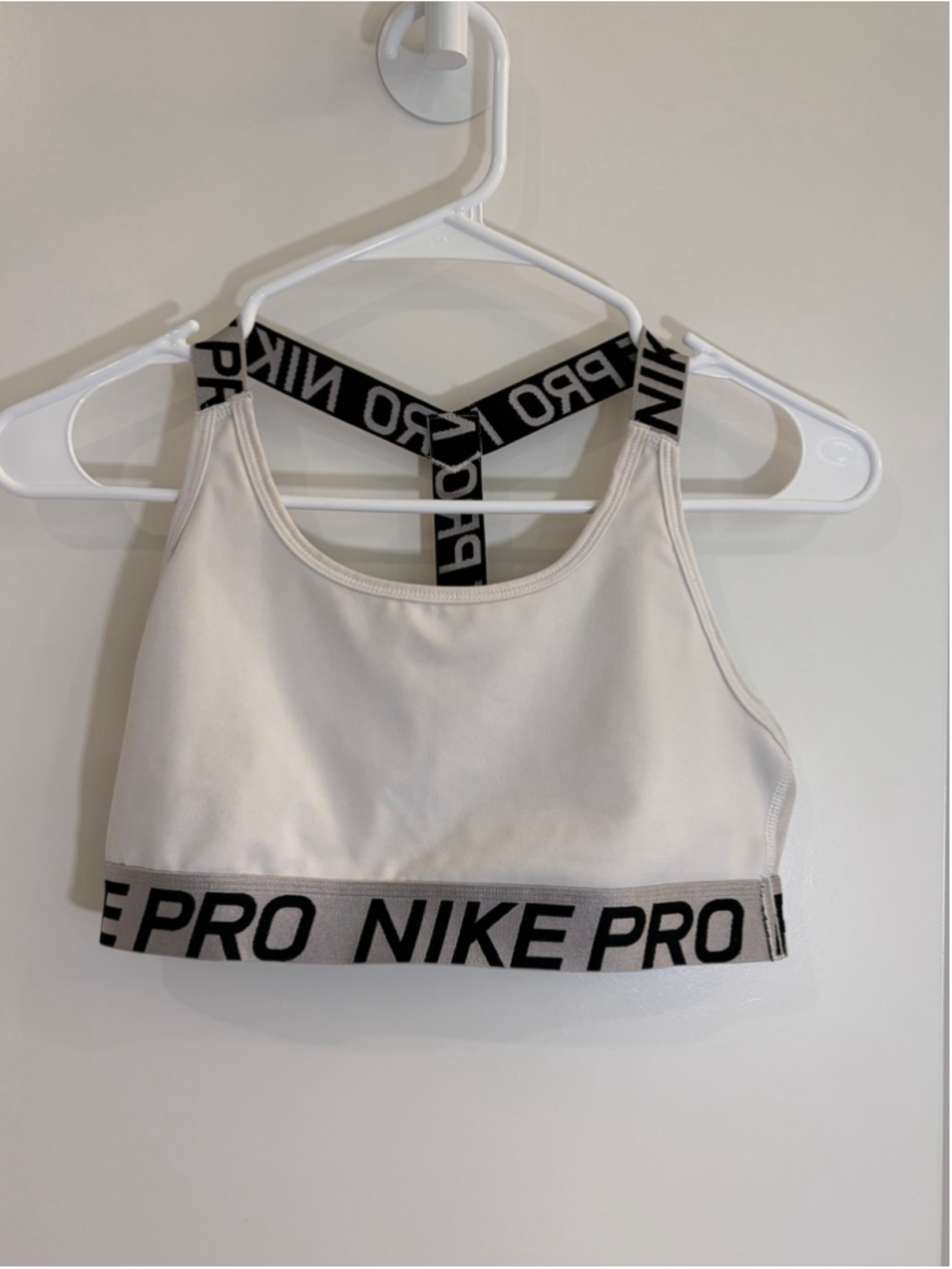Nike Pro Indy Strappy Dri-FIT Sports Bra White Gray Elastic Band Women's M